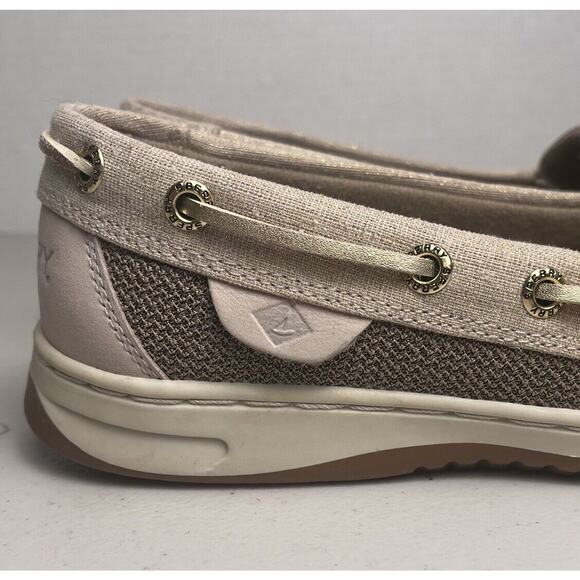 Sperry Top Sider Angelfish Boat Shoe Linen & Gold Size 7.5 Slip on Loafer EUC - Picture 15 of 15
